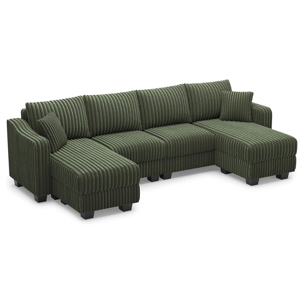Belffin U-Shaped Sectional Couch With Reversible Chaises & Ottoman