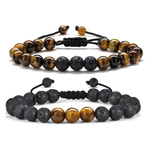 2-Pack M MOOHAM Men's Natural Stone Bracelets