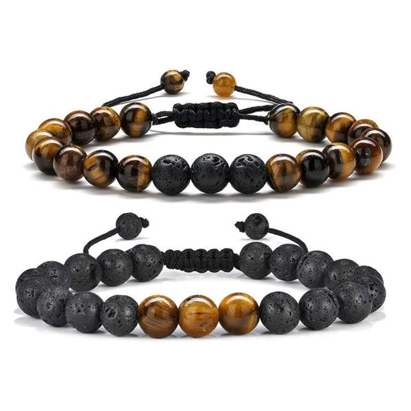 2-Pack M MOOHAM Men's Natural Stone Bracelets