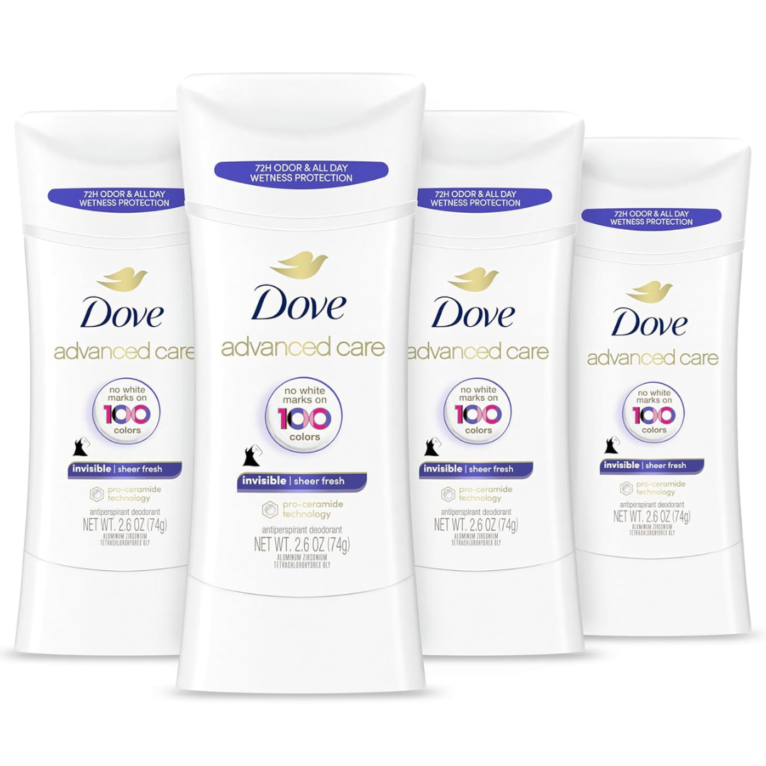 4-Pack 2.6oz Dove Advanced Care Women's Antiperspirant & Deodorant Stick