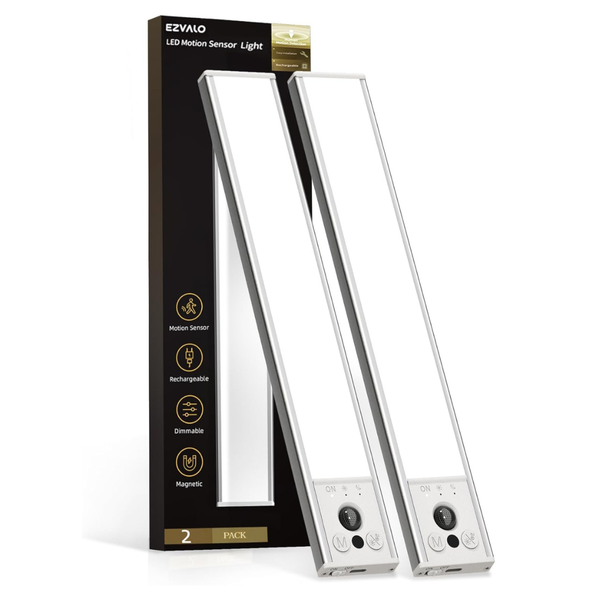2-Pack 10" LED Motion Sensor Under Cabinet Lighting
