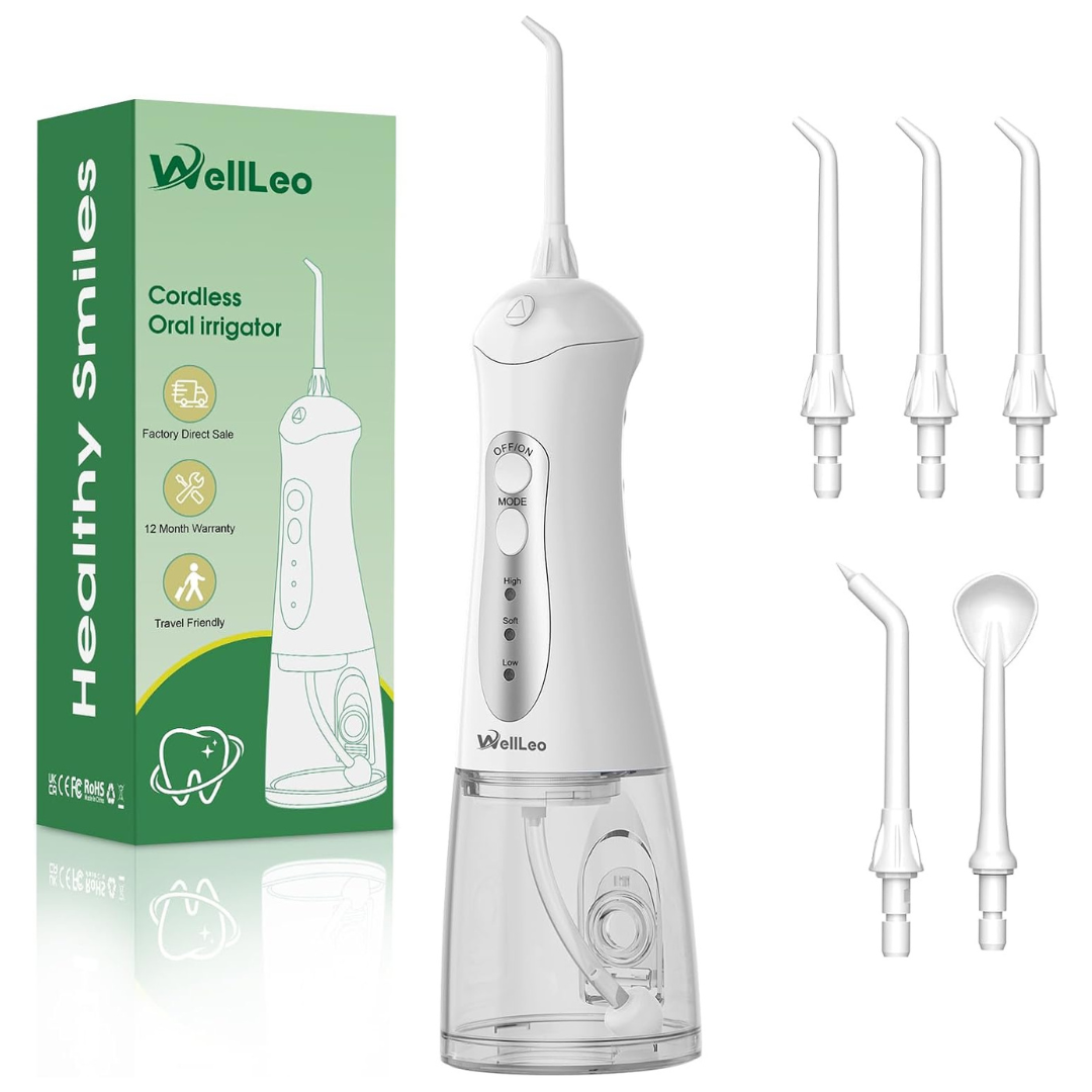WellLeo Portable Rechargeable Water Flosser With 5 Jet Tips