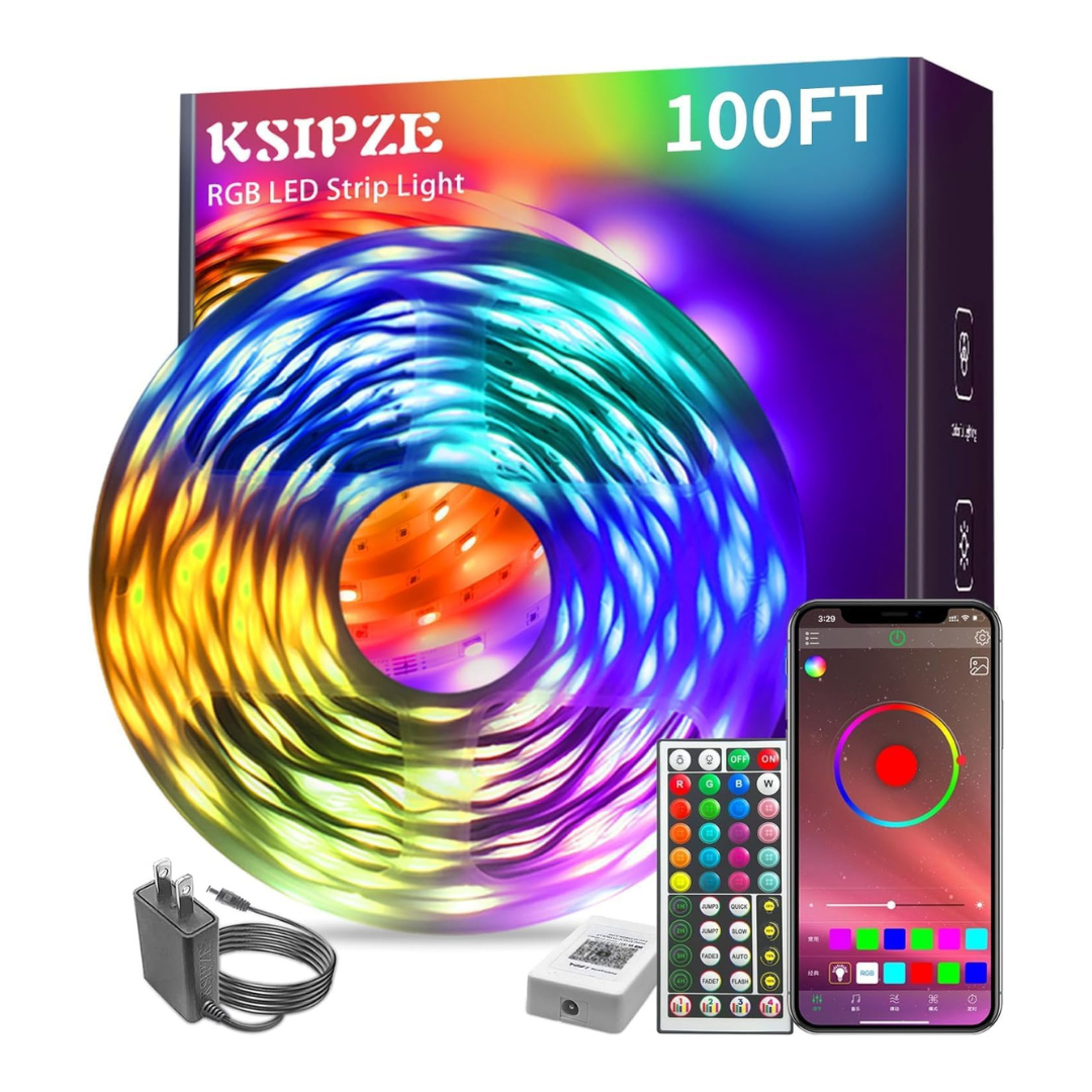 100ft Music Sync Color Changing LED Strip Lights