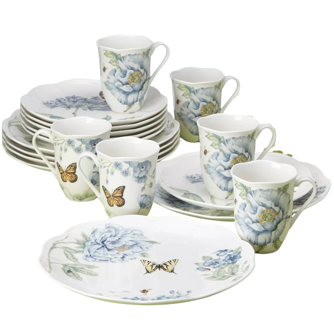 18-Piece Lenox Butterfly Meadow Blue Dinnerware Set