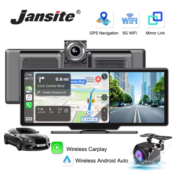 10.26" 4K Dash Cam Mirror With CarPlay, Android Auto & GPS