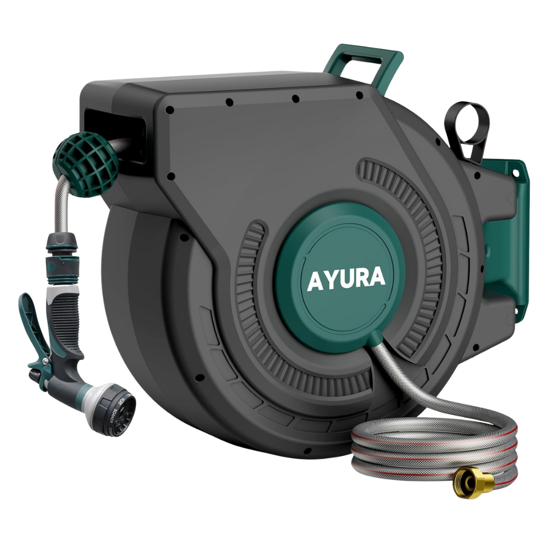 100ft Ayura Retractable Garden Hose Reel With Kink-Free Rewind