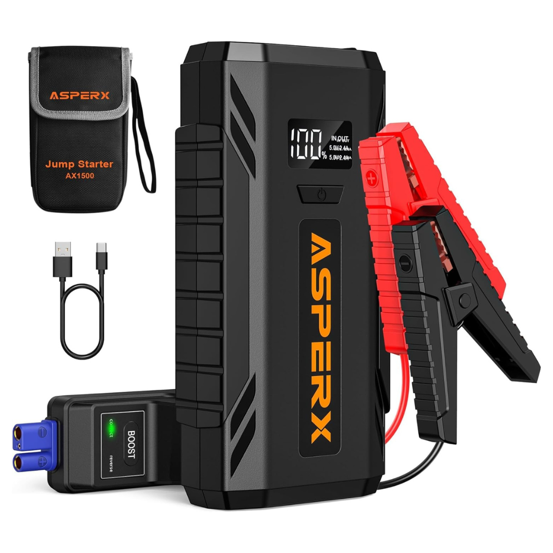 Asperex 1500A Peak Car Jump Starter & 12V Portable Power Pack
