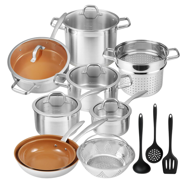 17-Piece Professional Stainless Steel Induction Cookware Set
