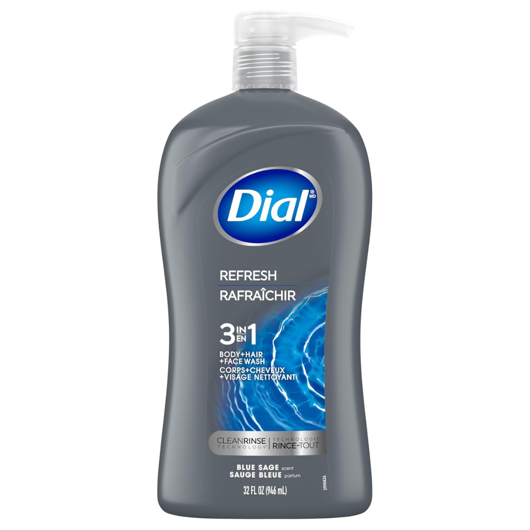32 Oz Dial Men 3-in-1 Body Hair & Face Wash