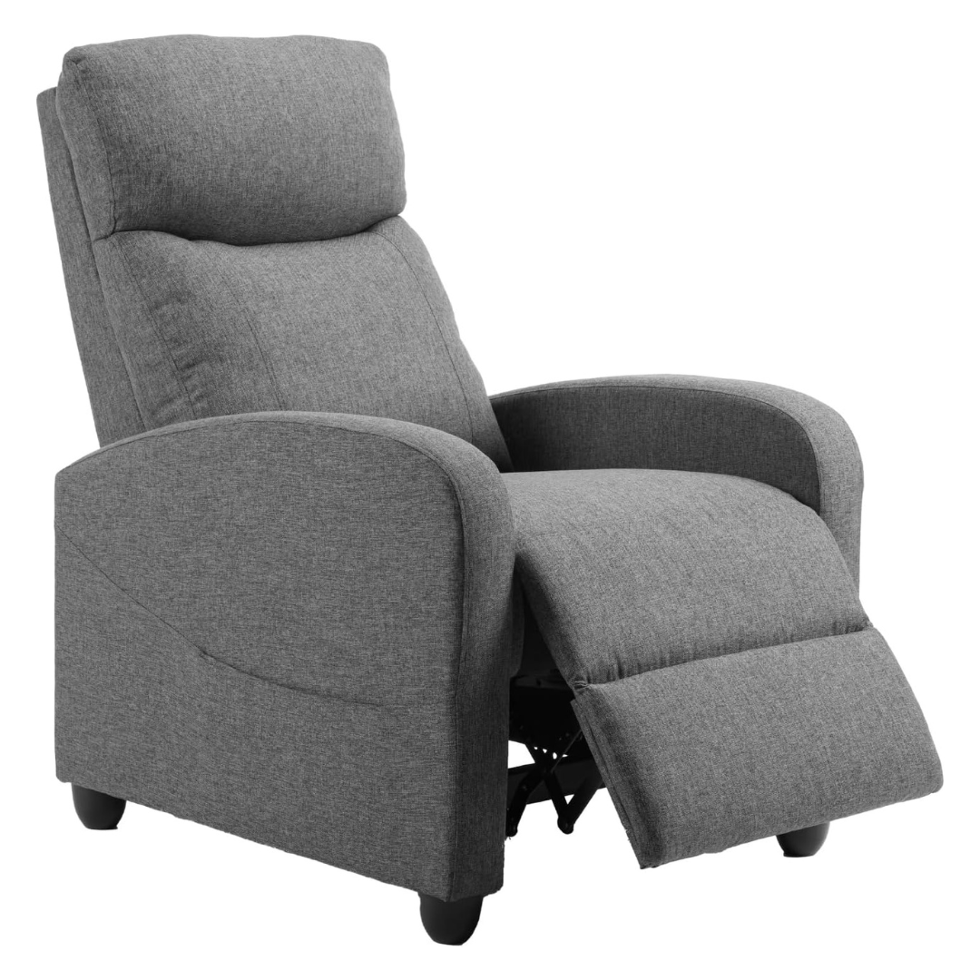 Sweetcrispy Fabric Adjustable Push Back Recliner Chair