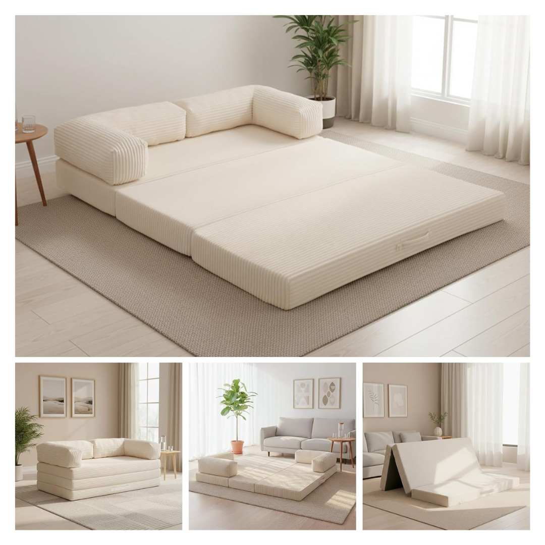 NLDD 5-in-1 Folding Boneless Queen Convertible Sofa Bed