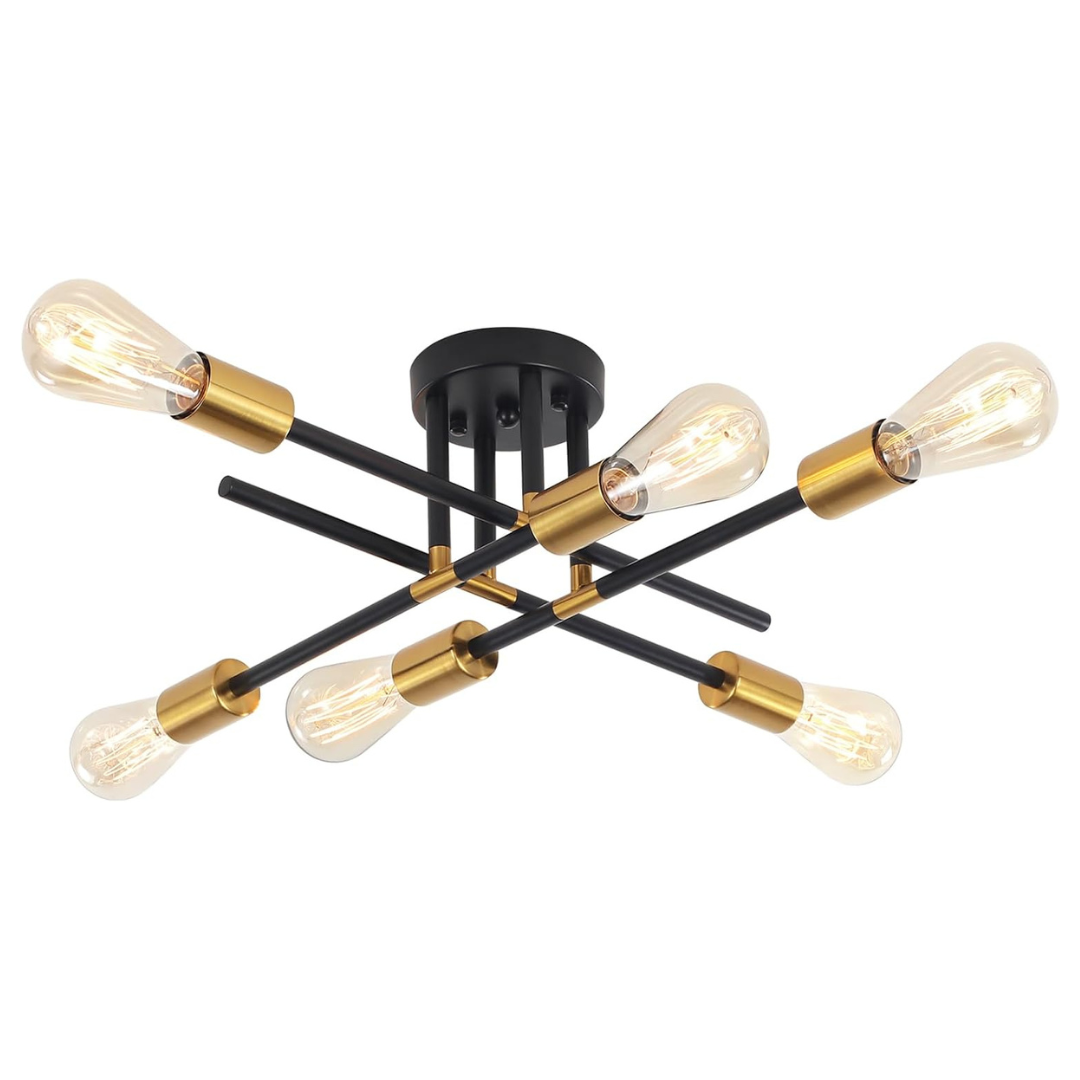 Meijia 6 Light Modern Semi Flush Sputnik Ceiling Light Fixture