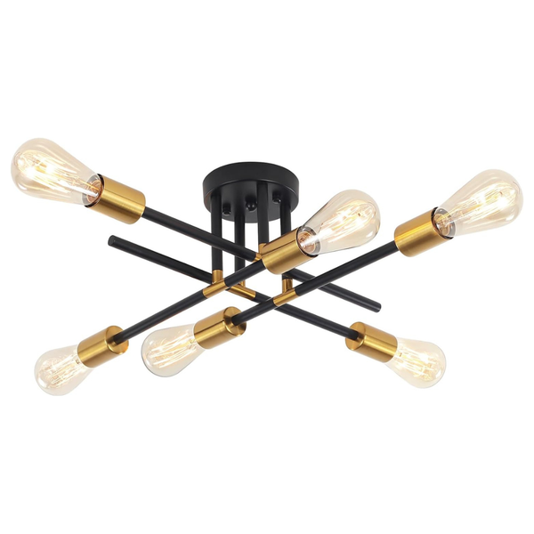 Meijia 6 Light Modern Semi Flush Sputnik Ceiling Light Fixture