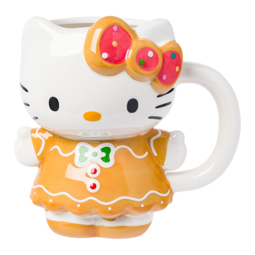20-Oz Silver Buffalo Sanrio Hello Kitty Gingerbread Dress 3D Sculpted Ceramic Mug