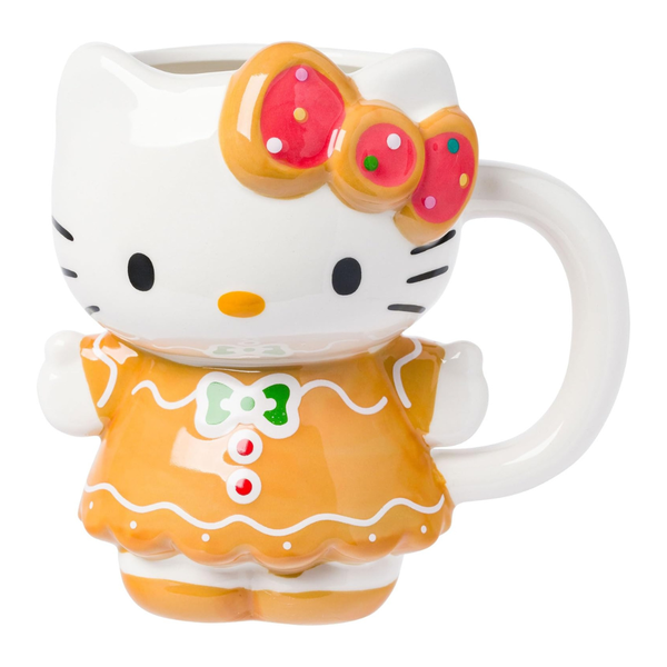 20-Oz Silver Buffalo Sanrio Hello Kitty Gingerbread Dress 3D Sculpted Ceramic Mug