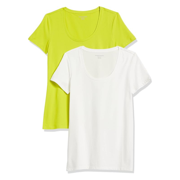 2-Pack Amazon Essentials Women's Regular-Fit Short-Sleeve Scoop Neck T-Shirt
