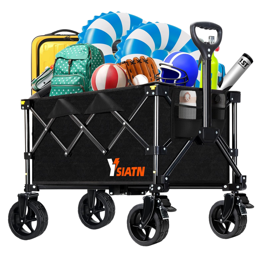 220LBS Durable Collapsible Utility Wagon Cart W/ Terrain Wheels