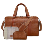 3-in-1 Carry On Leather Duffle Bag With Toiletry Bag