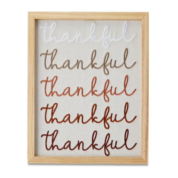 8" x 10" "Thankful" Embroidered Framed Wall Decor