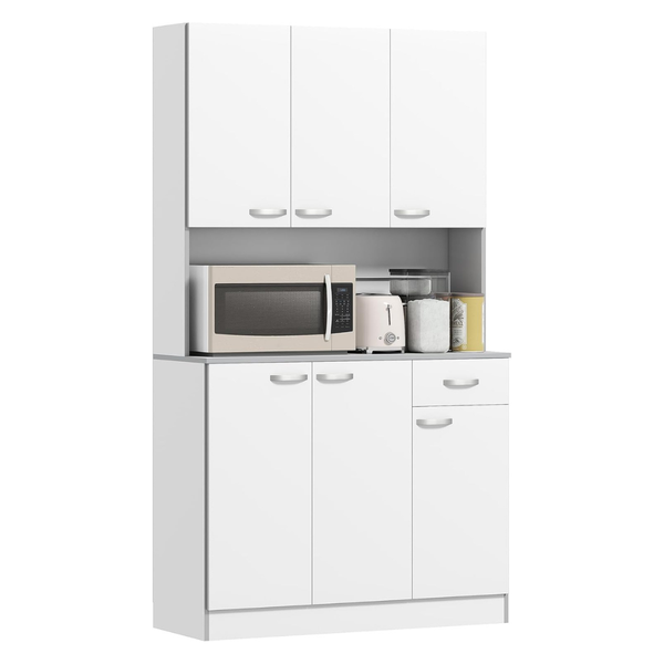 Homcom 71" Freestanding Buffet With Hutch (White)