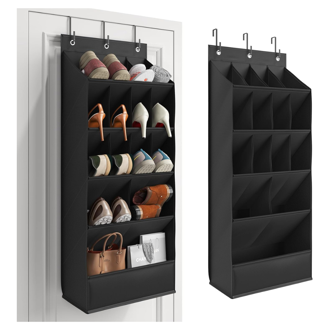 Over The Door Shoe Organizer With 15 Large Pockets