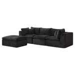 Sthouyn 114" Modern Black Boneless Sectional Couches W/ Ottoman