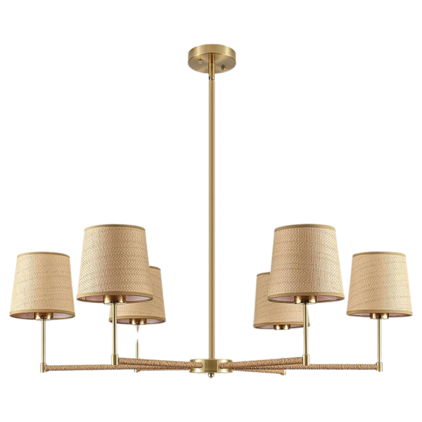 Fanousek Rattan 6-Light Boho Pendant Light Fixtures