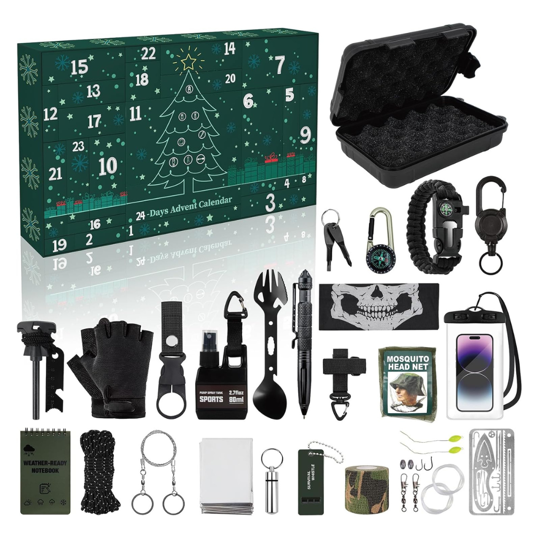 24-Day Survival Kit Advent Calendar 2025 With Tools And Emergency Gear