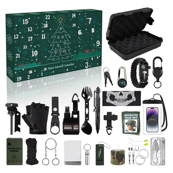 24-Day Survival Kit Advent Calendar 2025 With Tools And Emergency Gear