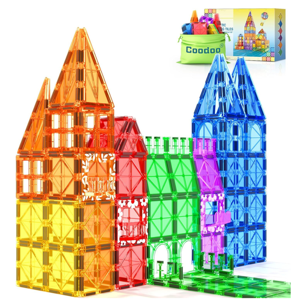 60-Piece Coodoo Magnetic Building Tiles STEM Toys Set