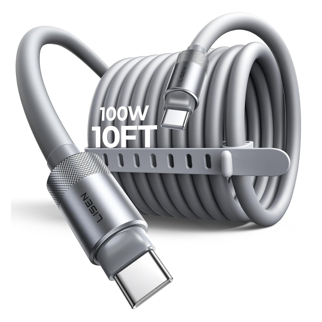 10-Feet LISEN 100W Silicone USB-C To USB-C Fast Charging Cable
