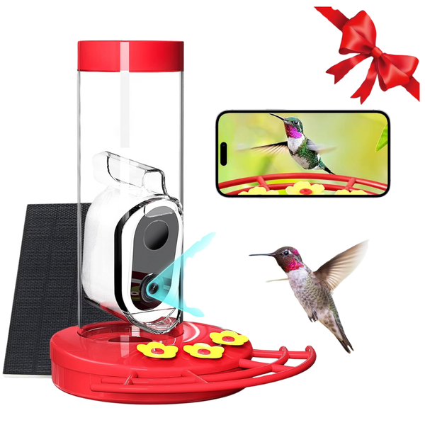 TT Nature Solar-Powered Hummingbird Hanging Feeder W/ Camera (20 Oz)