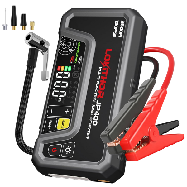 Lokithor 2500A 150PSI 12V Portable Car Battery Jump Starter W/ Air Compressor