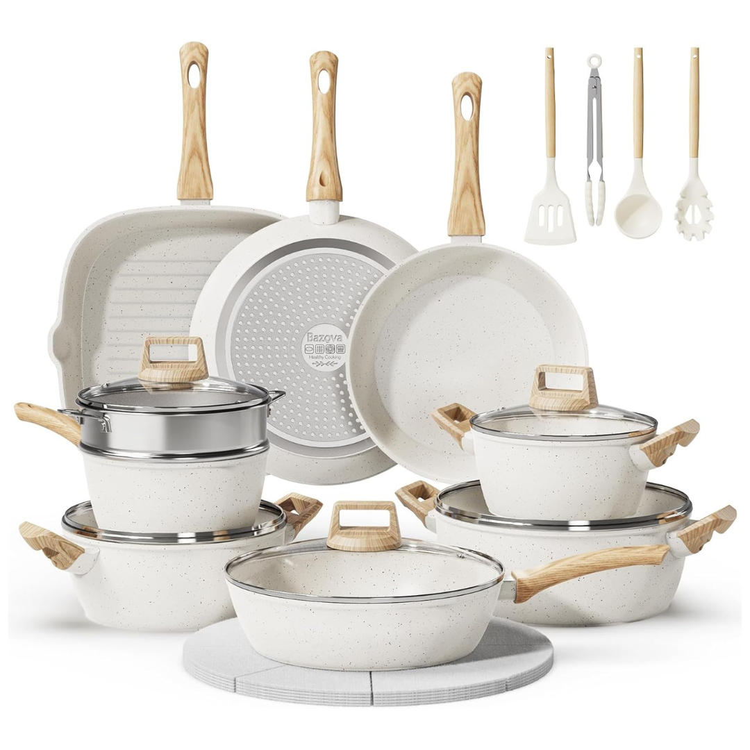 24-Piece Bazova Nonstick Pots & Pans Ceramic Cookware Set