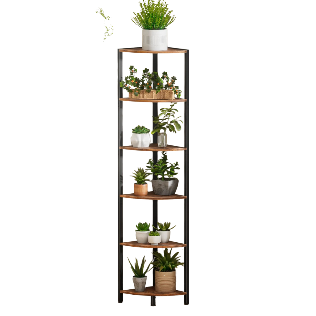 Satifur 6-Tier Corner Bookshelf with LED Lights