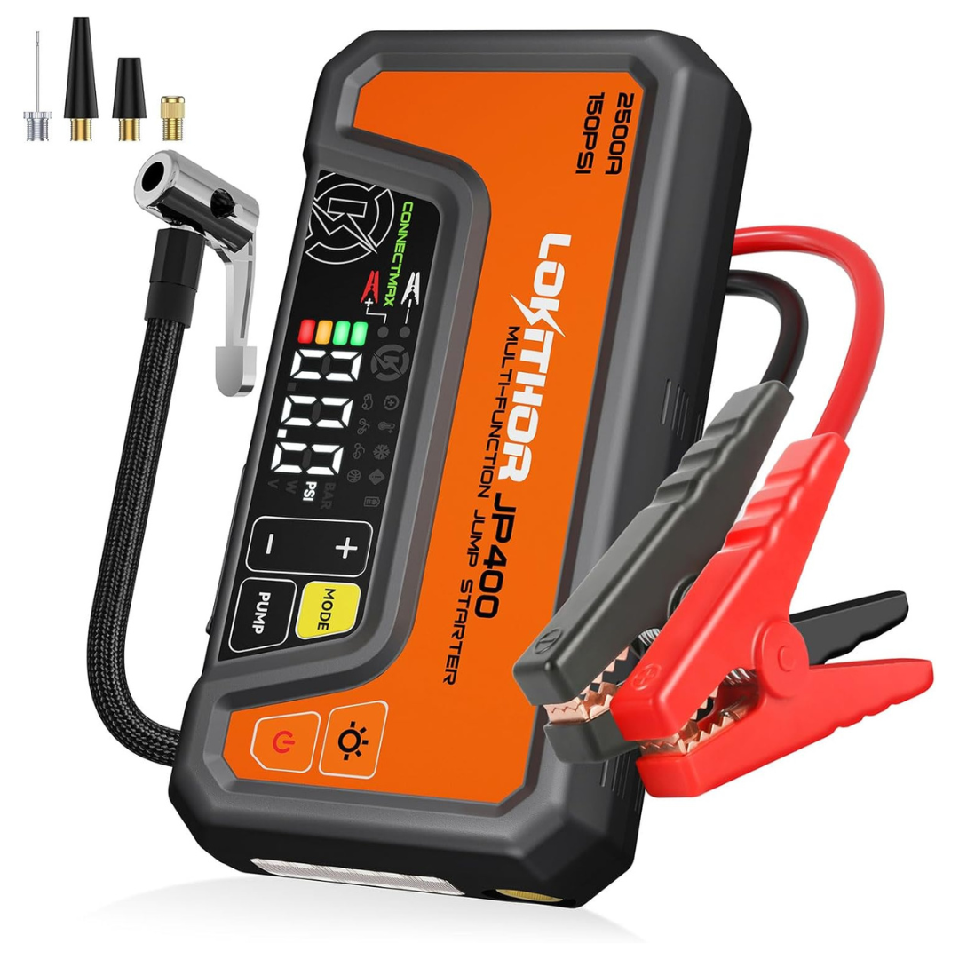 LOKITHOR 2500A 12V Jump Starter with Air Compressor