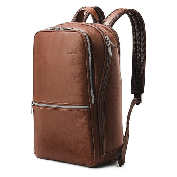 Samsonite Classic Leather Slim Backpack (Cognac)