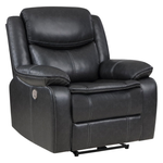 Benzara Dark Gray Faux Leather Susan Power Recliner
