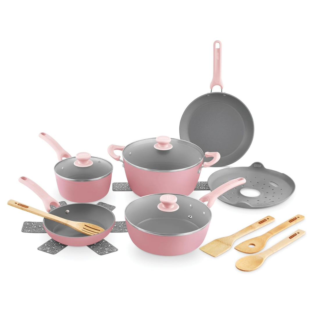 15-Piece DASH Dream Green Nonstick Ceramic Cookware Set
