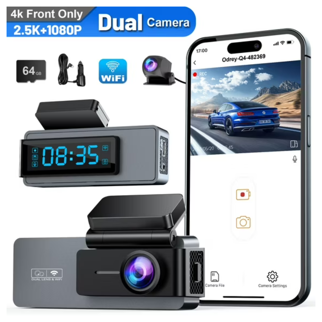 ODREY Front And Rear 2.5K+1080P WDR Dash Camera