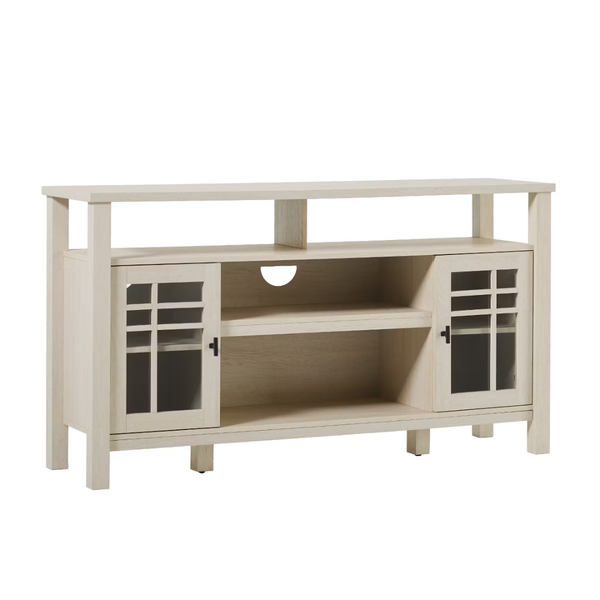 Transitional-Style Windowpane Glass Door Storage Sideboard