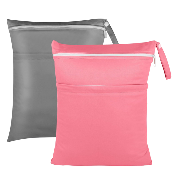 2-Pack Baby Wet/Dry Bags With Two Zippered Pockets (2 Colors)