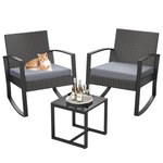 3-Piece Lofka Rocking Chairs Patio Furniture Set W/ Table & Cushions (3 Colors)