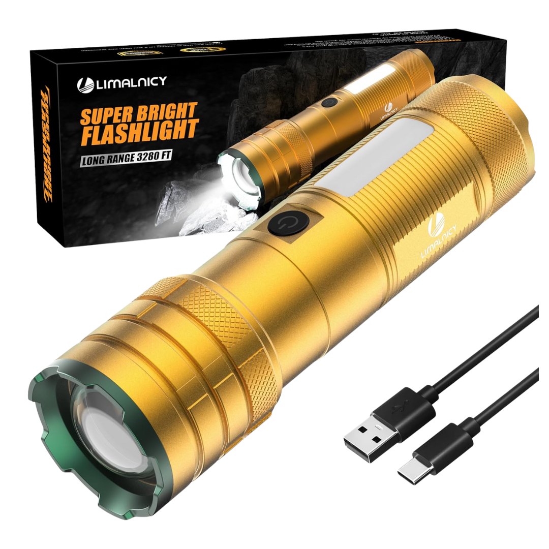 10000-Lumens 4-Modes Rechargeable LED Flashlights With Side COB Light