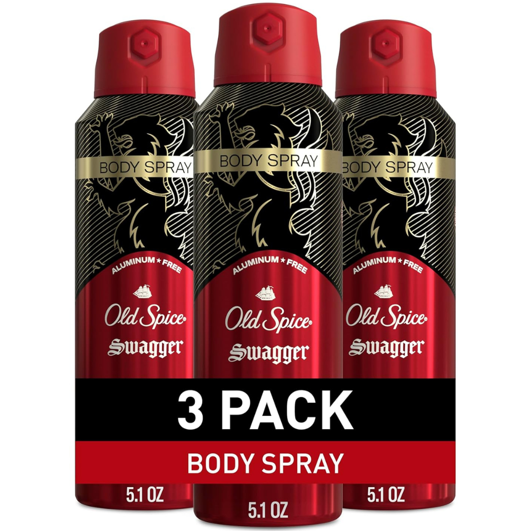 3-Pack 5.1oz Old Spice Aluminum Free Body Spray For Men (Swagger)