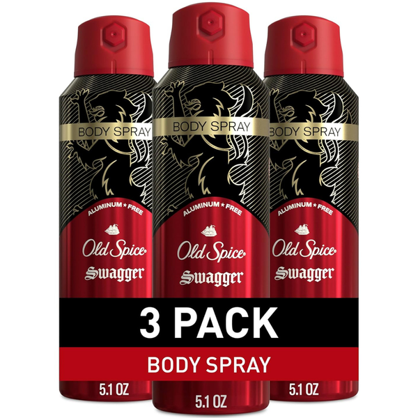 3-Pack 5.1oz Old Spice Aluminum Free Body Spray For Men (Swagger)