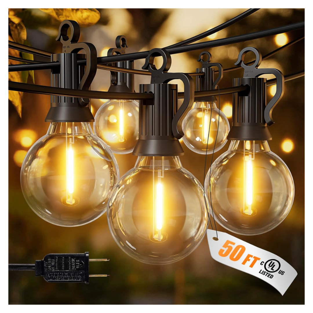 Brightown 50ft 25 Shatterproof G40 LED Bulbs Patio String Lights