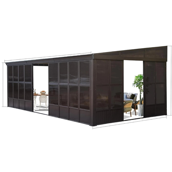 12ft x 20ft Steel Roof Wall-Mounted Sunroom Gazebo