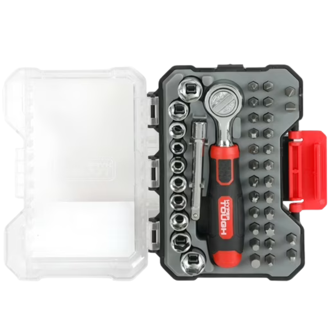 40-Pieces Hyper Tough Socket And Bit Set In Click Fit Case