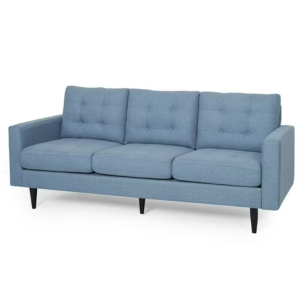 Noble House Cicely Tufted Fabric 3 Seater Sofa (Blue)